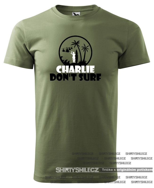 Tričko Charlie Don't Surf - Střih: unisex, Barva: khaki, Velikost: M