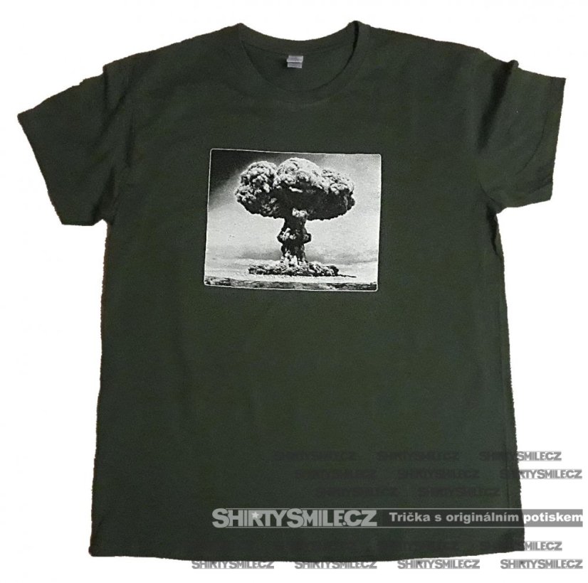 Tričko s atomovým hřibem - Střih: pánské, Barva: khaki, Velikost: XXL