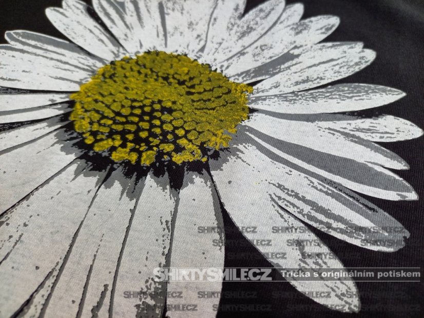 Tričko se sedmikráskou - Střih: pánské, Barva: černá, Velikost: L