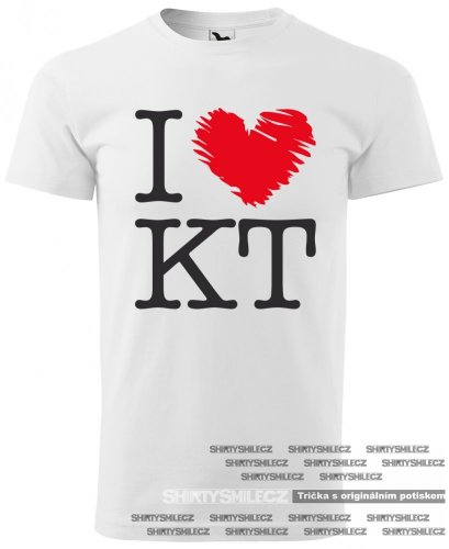 Tričko I Love KT (miluju Klatovy) - Střih: dětské, Barva: bílá, Velikost: 146cm/10let
