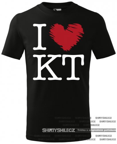 Tričko I Love KT (miluju Klatovy) - Střih: dětské, Barva: černá, Velikost: 158cm/12let