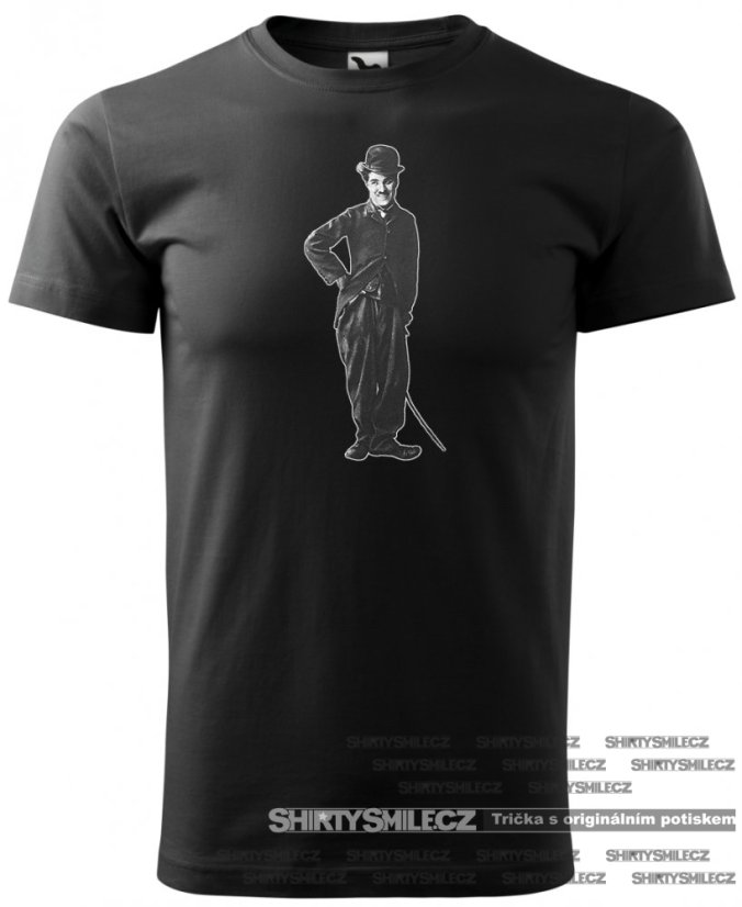 Tričko Charlie Chaplin - Střih: pánské, Barva: černá, Velikost: 5XL
