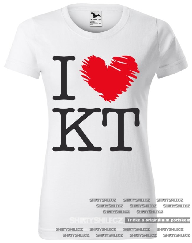 Tričko I Love KT (miluju Klatovy) - Střih: dámské, Barva: černá, Velikost: L