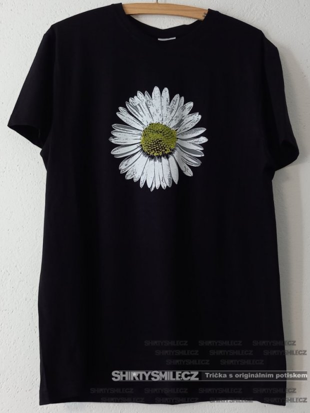 Tričko se sedmikráskou - Střih: pánské, Barva: černá, Velikost: L