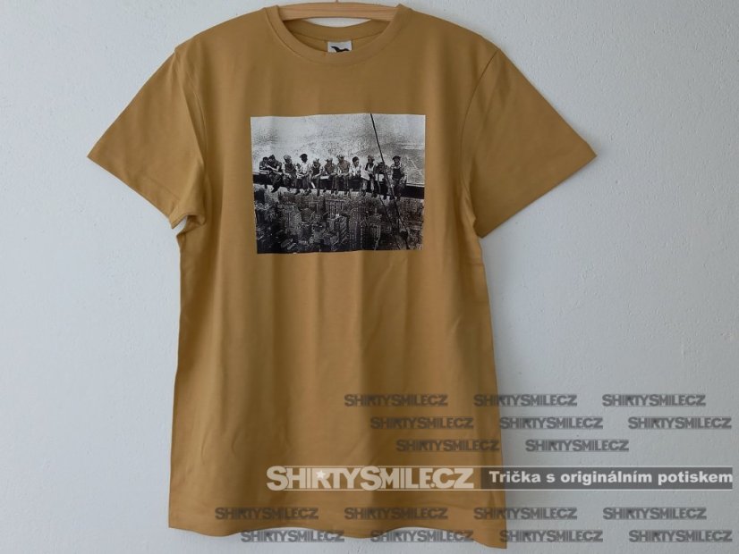 Tričko Oběd na vrcholu mrakodrapu - Střih: unisex, Barva: bordó, Velikost: M