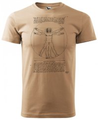 Tričko Leonardo da Vinci Vitruvian Man písková barva Tričko Leonardo da Vinci Vitruvian Man písková barva