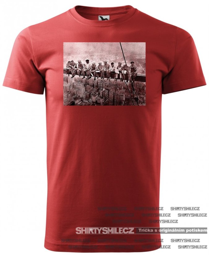 Tričko Oběd na vrcholu mrakodrapu - Střih: unisex, Barva: bordó, Velikost: M