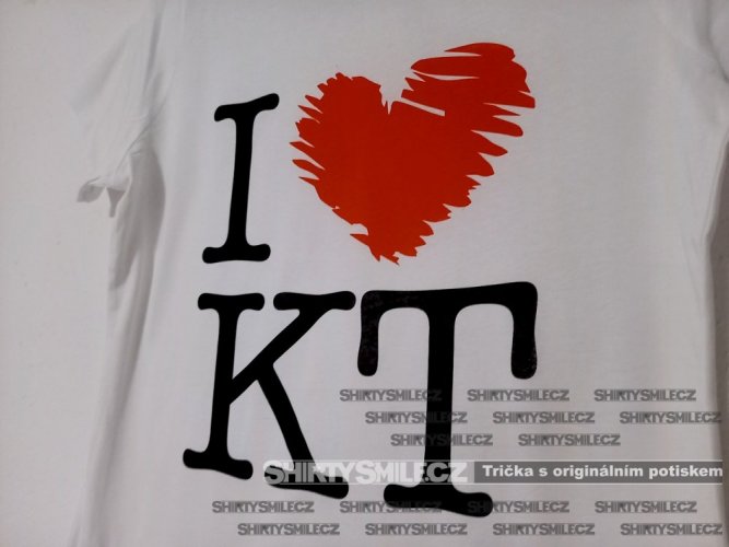 Tričko I Love KT (miluju Klatovy) - Střih: dámské, Barva: bílá, Velikost: XL