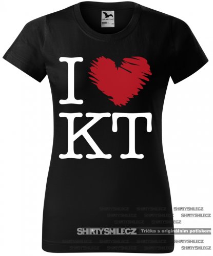 Tričko I Love KT (miluju Klatovy) - Střih: pánské, Barva: bílá, Velikost: M