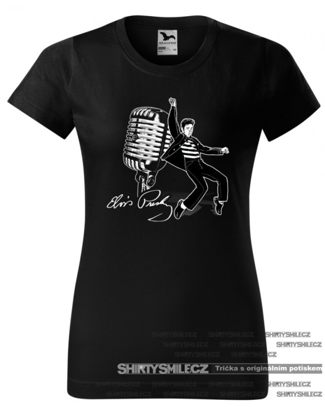 Tričko Elvis Presley - Střih: dámské, Barva: černá, Velikost: S