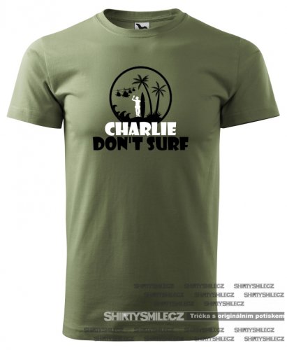 Tričko Charlie Don't Surf - Střih: unisex, Barva: khaki, Velikost: XL