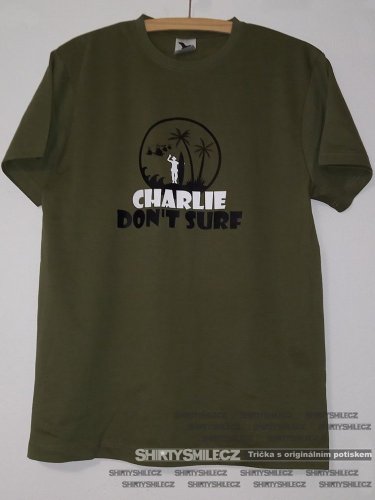 Tričko Charlie Don't Surf - Střih: unisex, Barva: khaki, Velikost: M