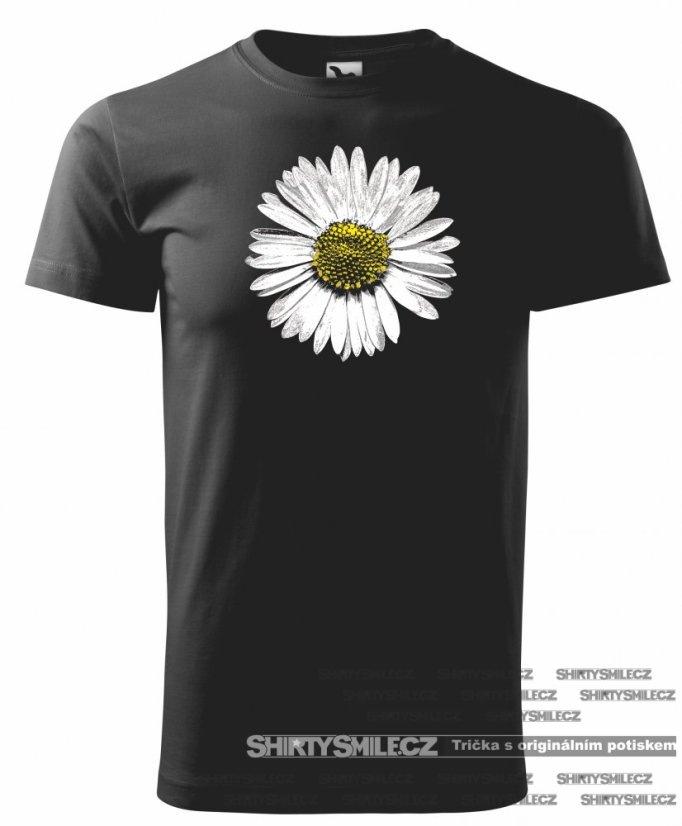 Tričko se sedmikráskou - Střih: pánské, Barva: černá, Velikost: L