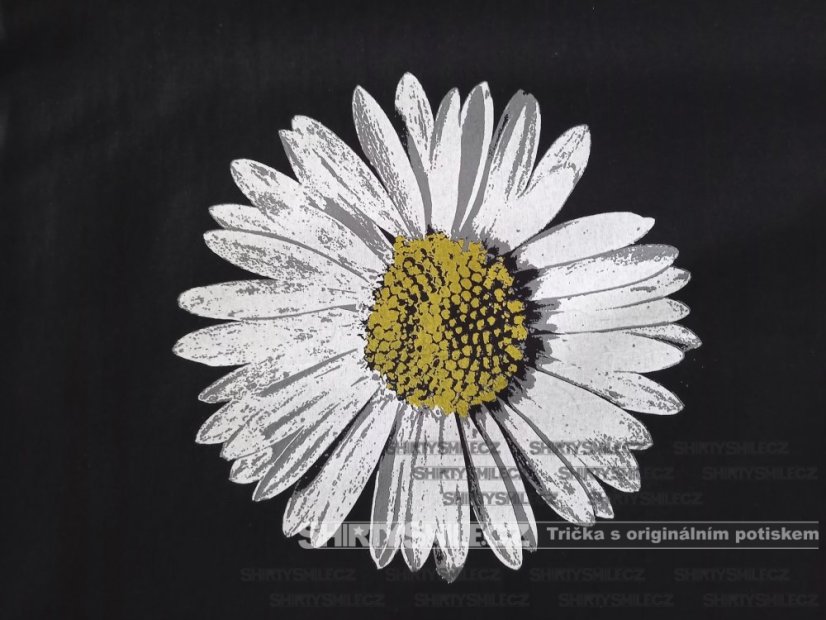 Tričko se sedmikráskou - Střih: pánské, Barva: černá, Velikost: L