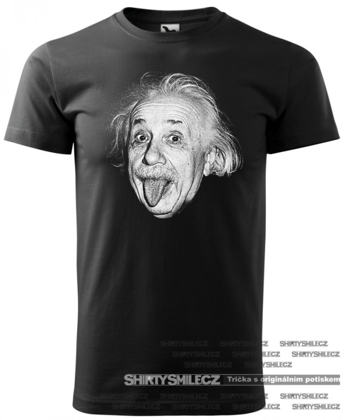 Tričko Albert Einstein - Střih: pánské, Barva: černá, Velikost: M