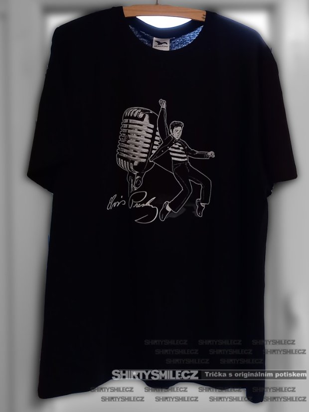 Tričko Elvis Presley - Střih: dámské, Barva: černá, Velikost: S