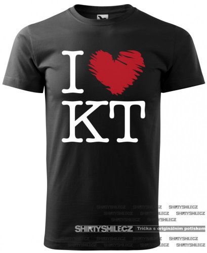 Tričko I Love KT (miluju Klatovy) - Střih: pánské, Barva: bílá, Velikost: S
