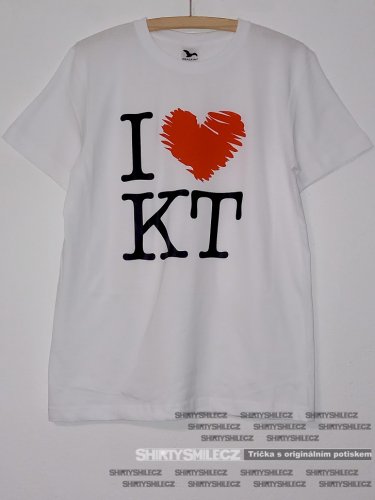Tričko I Love KT (miluju Klatovy) - Střih: pánské, Barva: bílá, Velikost: 5XL