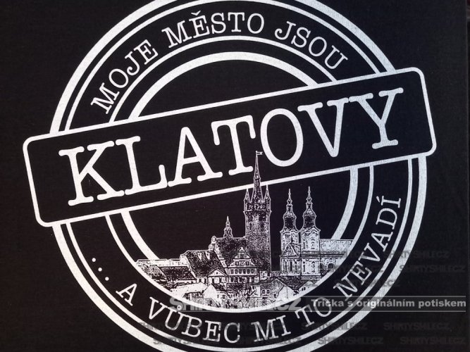 Tričko Klatovy - moje město - Střih: pánské, Barva: bílá, Velikost: XL