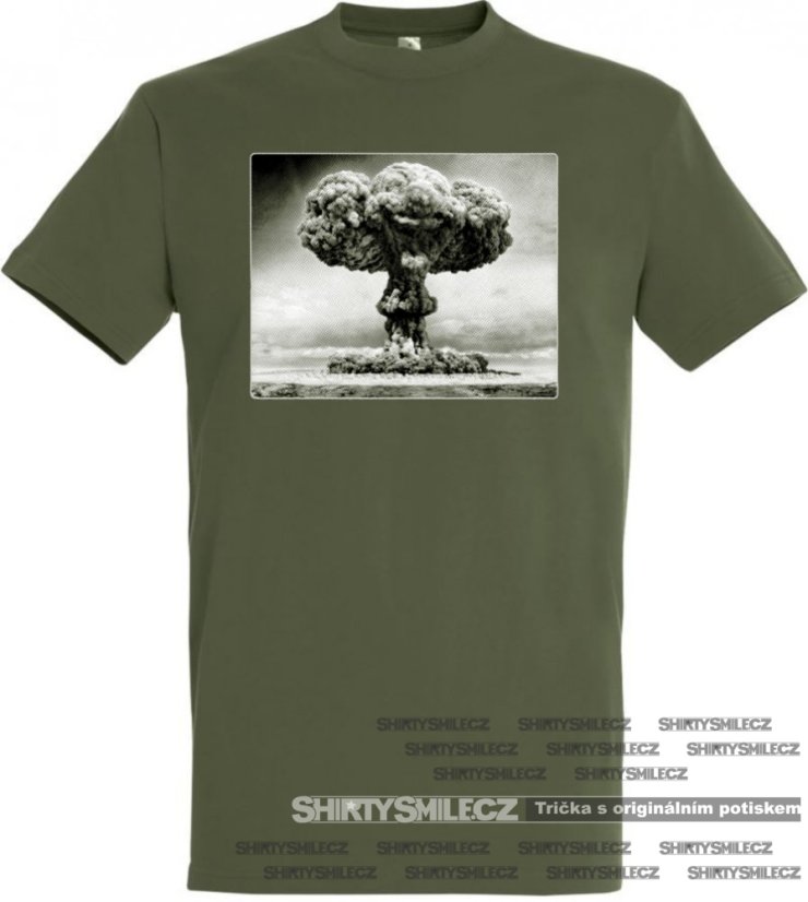 Tričko s atomovým hřibem - Střih: pánské, Barva: khaki, Velikost: XXL