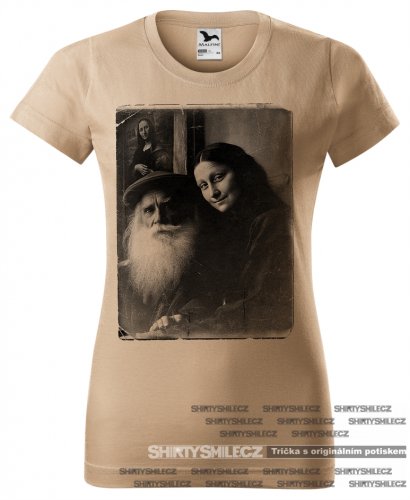 pískové tričko Leonardo a Mona Lisa dámské
