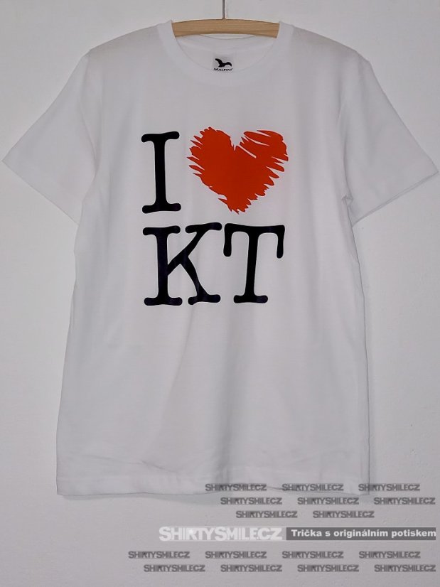 Tričko I Love KT (miluju Klatovy) - Střih: dětské, Barva: bílá, Velikost: 110cm/4roky