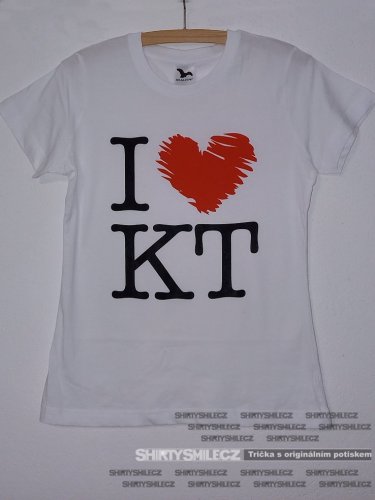 Tričko I Love KT (miluju Klatovy) - Střih: dámské, Barva: bílá, Velikost: S