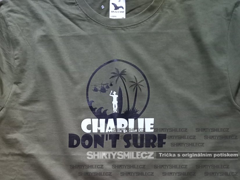 Tričko Charlie Don't Surf - Střih: unisex, Barva: khaki, Velikost: XL