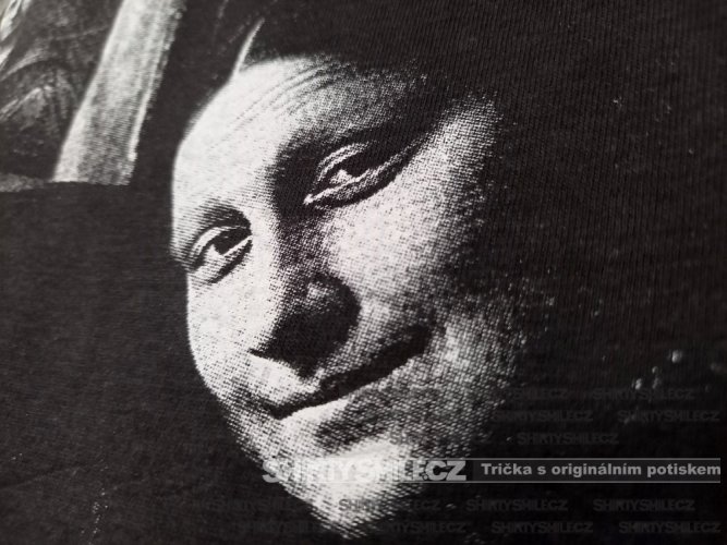 ebenově šedé tričko Leonardo da Vinci a Mona Lisa detail