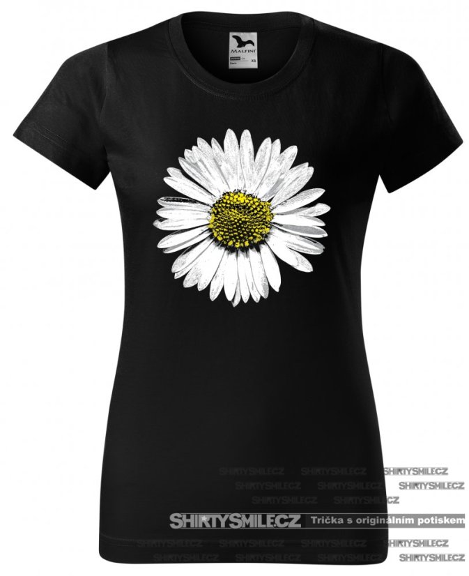 Tričko se sedmikráskou - Střih: pánské, Barva: černá, Velikost: L