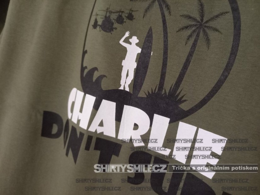Tričko Charlie Don't Surf - Střih: unisex, Barva: khaki, Velikost: M