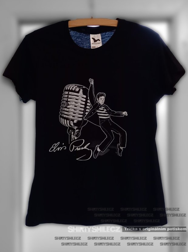 Tričko Elvis Presley - Střih: dámské, Barva: černá, Velikost: S