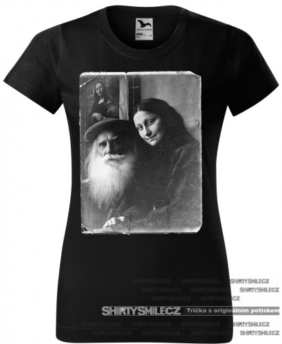 černé tričko Leonardo a Mona Lisa dámské