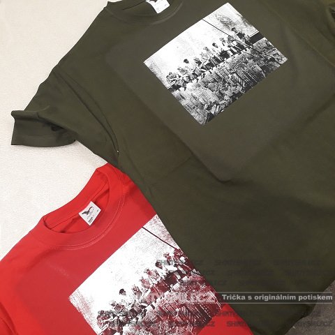 Tričko Oběd na vrcholu mrakodrapu - Střih: unisex, Barva: písková, Velikost: XL
