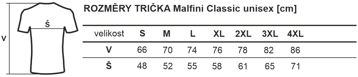 Velikostní tabulka Malfini Classic